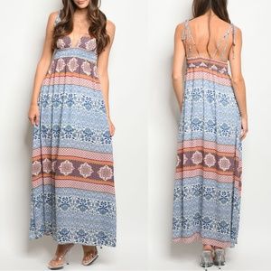 Ivory Blue Maxi Dress {Pink Owl}
